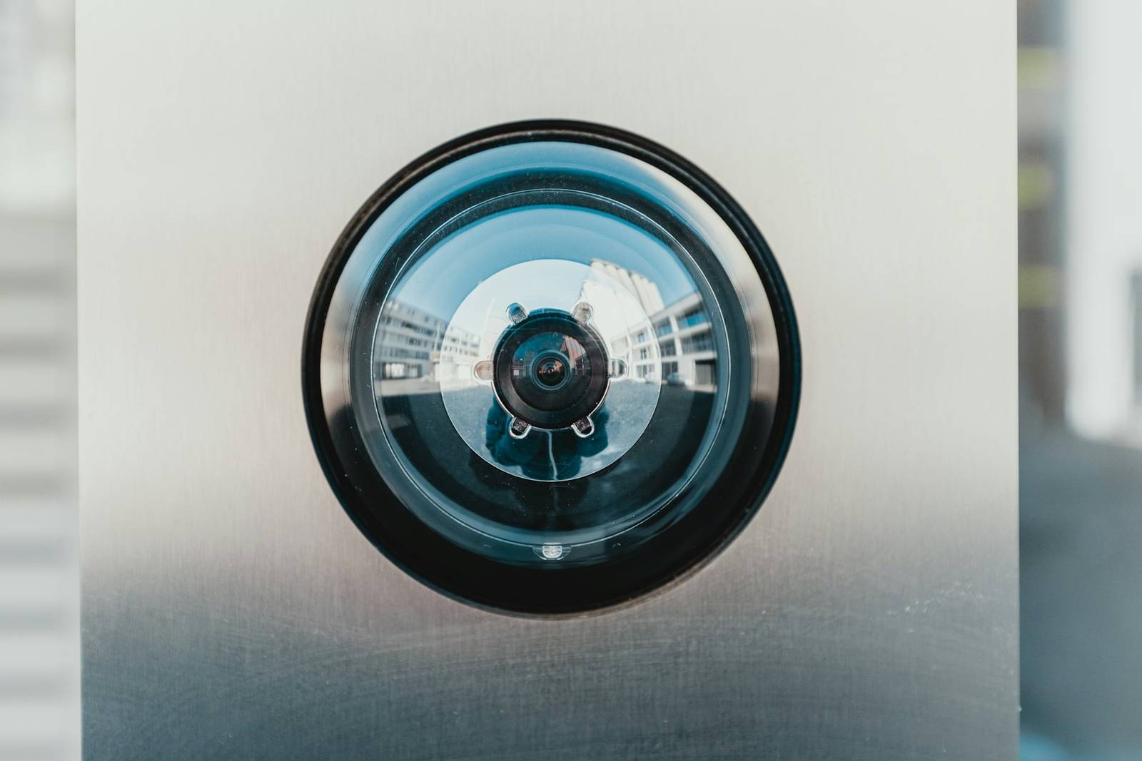 Close-up of a security camera lens